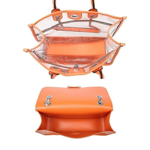 Large Clear Tote Bag Set Orange - Picture 6 of 6